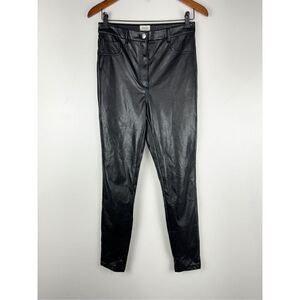 Wilfred Free Women's Faux Leather Flat Front Skinny Trouser Pants Black Size 6
